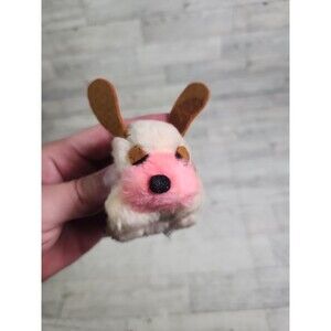 1976 Wallace Berrie #5005 Tiny Puppy Dog Plush Pink Nose 3” Korea Cream Puff